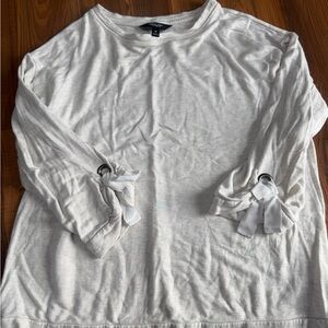 Simply Vera Vera Wang Off-White Long Sleeve Top with Ribbon Accents